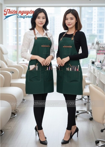 Tạp dề nail màu xanh rêu