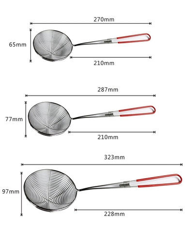 Vợt Đa Năng Inox Múc Chân Trâu, Topping Cao Cấp Viền Cán Đỏ