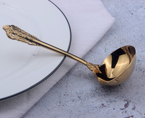 Vá Canh Cao Cấp Inox #304 Phong Cách Cổ Điển [ Mạ Vàng ]