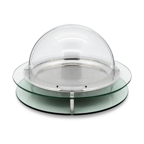 Khay Thức Ăn Buffet Thủy Tinh Tròn Đĩa Inox Nắp Kính B3001