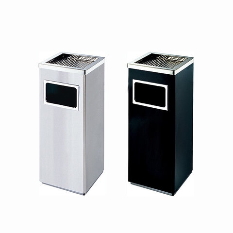 Thùng Rác Inox Vuông 2 Trong 1 Có Khay Đựng Gạt Tàn [ Kích Thước : 25cm x 61cm