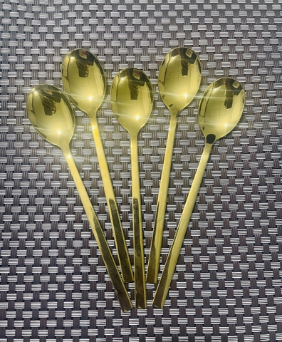 Muỗng Inox Hàn Quốc Mạ Vàng Cao Cấp [ Kích Thước: 4cm x 21cm ]