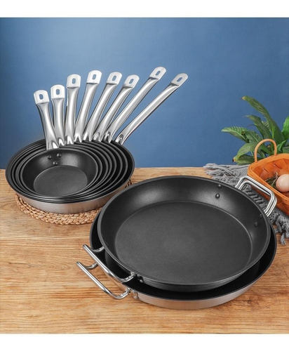 Chảo Inox Cao Cấp 3 Đáy _ Lòng Đen [ Nhiều Kích Thước ] _ HÀNG XUẤT KHẨU