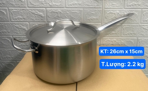 Nồi Quánh Inox Tay Cầm - 3 Đáy _ [Kích Thước: 16cm _ 18cm _ 20cm _ 22cm _ 26cm ]