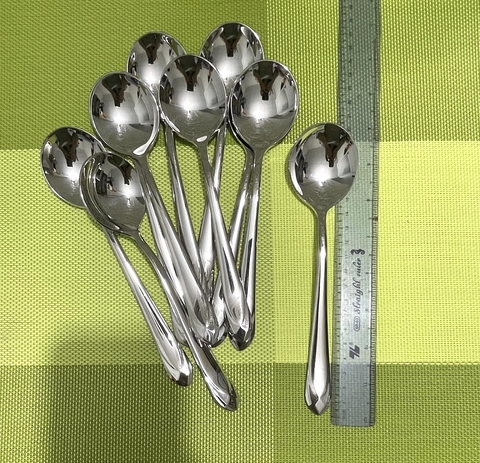 Muỗng Inox Súp Tròn Kim Cương [ Kích Thước: 4.5cm x 19.5cm ]