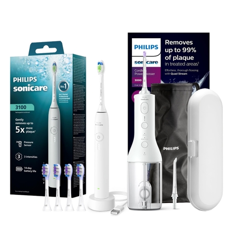 Combo bàn chải điện Philips Sonicare 3100 HX4031/21 và máy tăm nước Philips HX3826/31