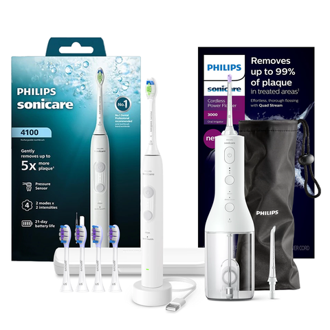 Combo bàn chải điện Philips Sonicare 4100 HX4043 và máy tăm nước Philips HX3826/31