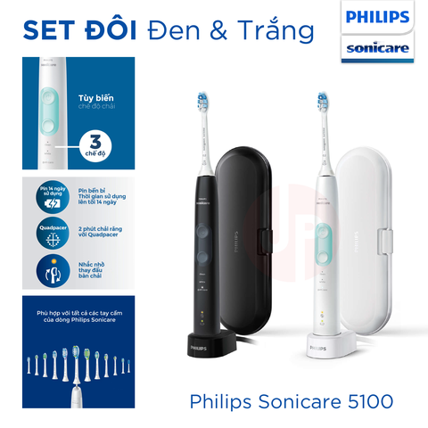 Set 2 bàn chải điện Philips Sonicare 5100