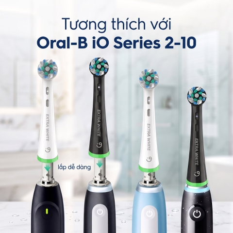 (Hộp 4c) Đầu bàn chải điện làm trắng cao cấp 9pmcare iO Extra White tương thích với Oral-B iO Series 2-10