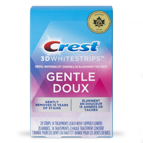 Miếng dán làm trắng răng Crest 3D Whitestrips Gentle Doux