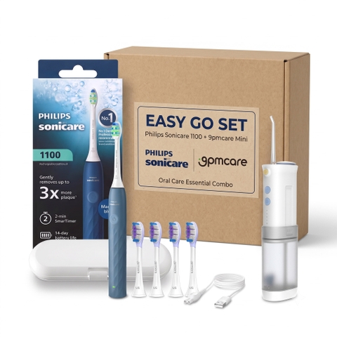 Combo Easy Go Set Bàn Chải Điện Philips Sonicare 1100 & tăm nước du lịch 9pmcare Mini