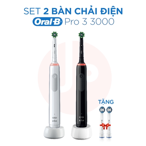 Set 2 bàn chải điện Oral-B Pro 3 3000 (Đen&Trắng)