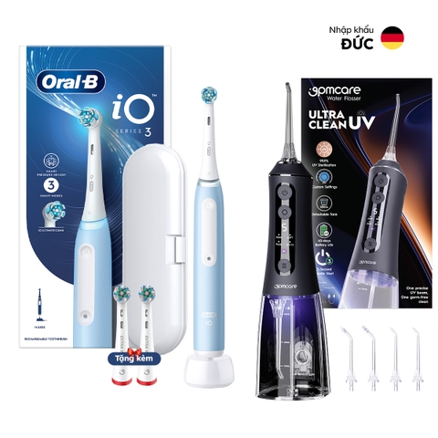 Combo bàn chải điện Oral-B iO Series 3 & Tăm nước 9pmcare Ultra Clean UV