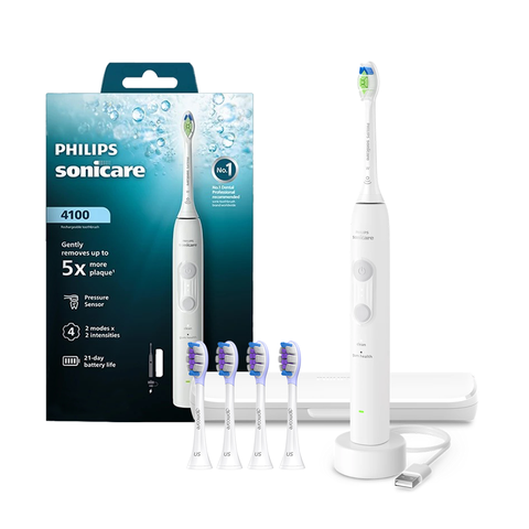 Bàn chải điện Philips Sonicare 4100 (New Gen 2026) - Value Starter Set - (Trắng)