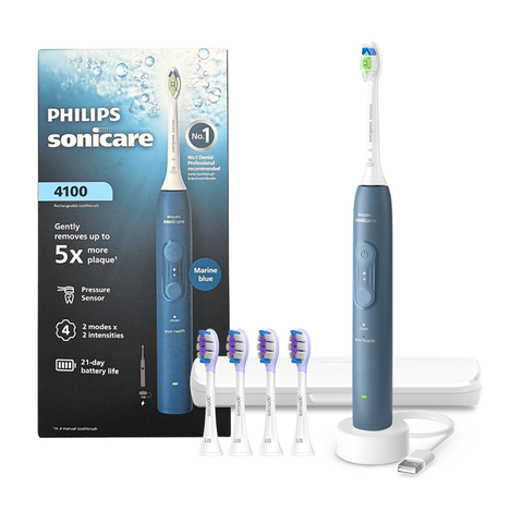 Bàn chải điện Philips Sonicare 4100 (New Gen 2026) - Value Starter Set (Xanh dương)