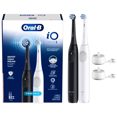 Set 2 bàn chải điện Oral-B iO Series 2 Twinpack (Đen/Trắng)