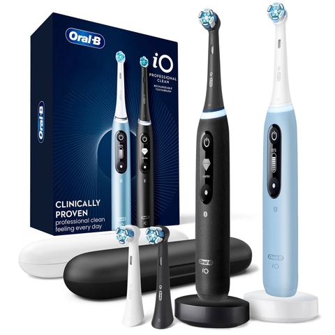 Set 2 bàn chải điện Oral-B iO Series 7s (Aquamarine & Black Onyx)