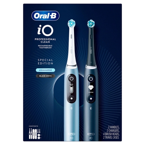 Set 2 bàn chải điện Oral-B iO Series 7s (Aquamarine & Black Onyx)