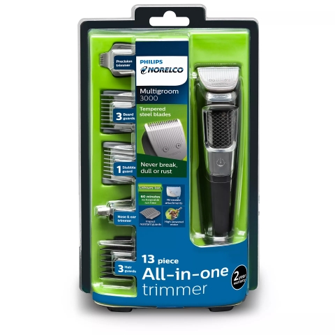 Tông đơ cắt tóc & máy cạo râu đa năng Philips Norelco Multigroom 3000 (13 loại phụ kiện)