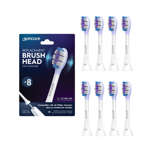 (Hộp 8) Đầu bàn chải điện siêu mềm 9pmcare Ultra Soft tương thích với Philips Sonicare – Cho răng nhạy cảm