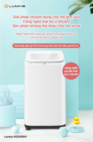 [GIẢM 30%] [HÀNG CHÍNH HÃNG] Máy giặt mini chức năng giặt nhiệt độ cao Lumias WS040WH