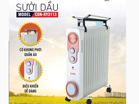 [HÀNG CHÍNH HÃNG] Máy sưởi dầu 13 thanh Saiko CDN-RY3113