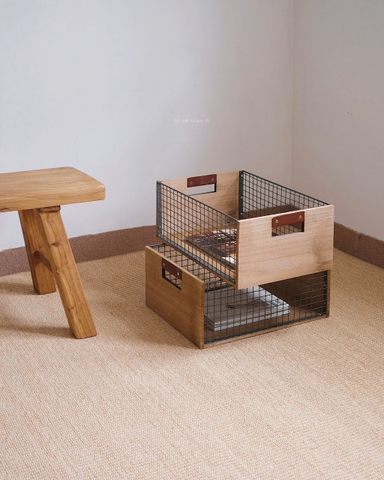 Giỏ đựng đồ sắt + gỗ