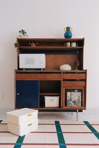 Tủ ăn xanh phối trắng