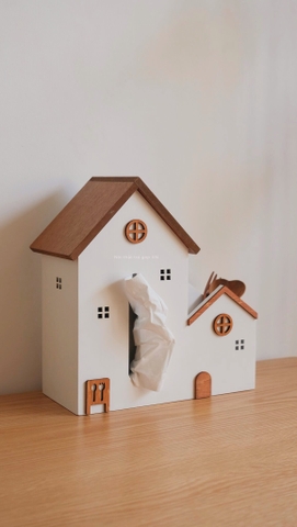 Nhà gỗ đôi để khăn giấy và điều khiển ...