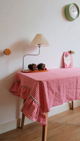 Khăn bàn 07 caro đỏ hồng