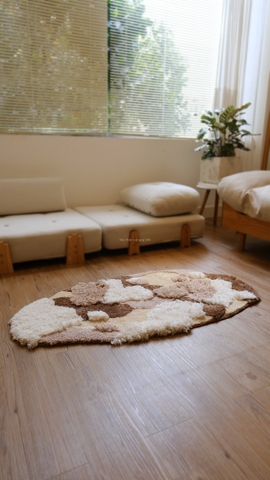 Thảm trừu tượng cánh đồng - Nâu