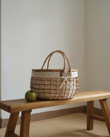 Giỏ mây dã ngoại 02 có lót vải