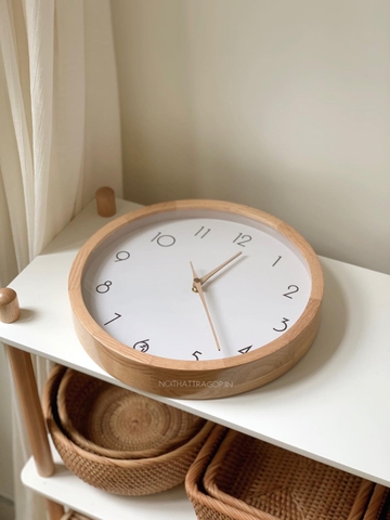 Đồng hồ 01 khung gỗ tự nhiên - lớn 35cm