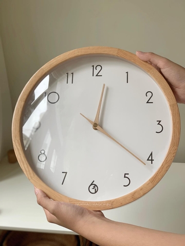 Đồng hồ 01 khung gỗ tự nhiên - lớn 35cm