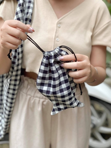 Set 3 món túi quai, túi cá và buộc tóc caro