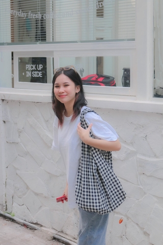 Set 3 món túi quai, túi cá và buộc tóc caro