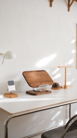 Giá đỡ gỗ 03 máy tính, ipad, sách ...