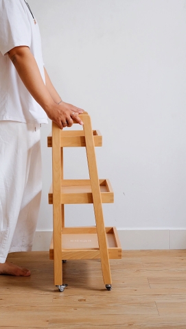 Kệ gỗ 3 tầng có bánh xe