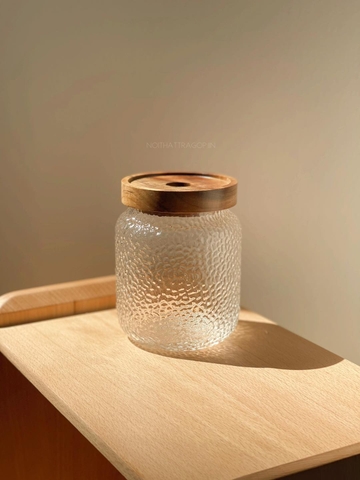 Hũ thủy tinh nắp gỗ  - size lớn