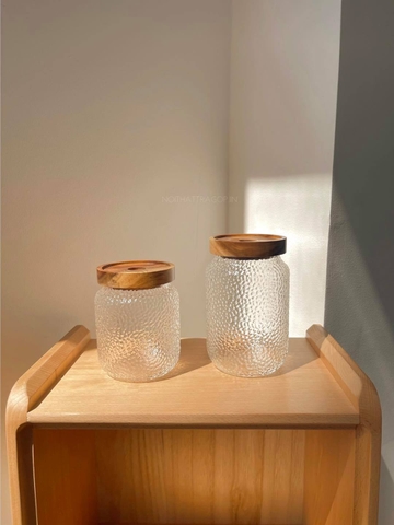 Hũ thủy tinh nắp gỗ  - size lớn