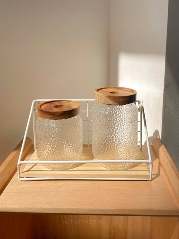 Hũ thủy tinh nắp gỗ  - size lớn