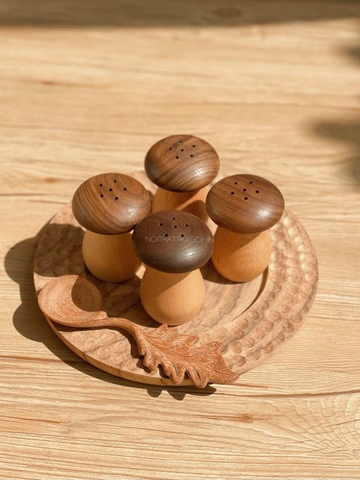 Hũ đựng tăm gỗ hình nấm