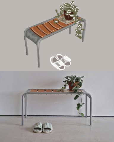 Bench gỗ 04 retro - mặt gỗ chân thép