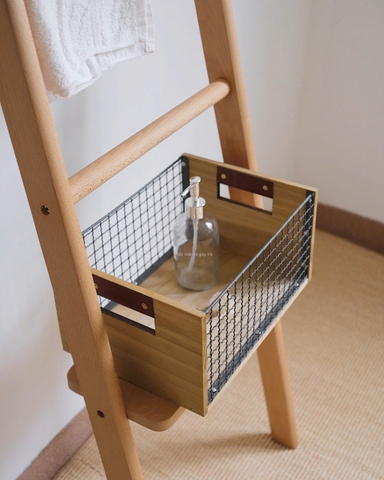 Giỏ đựng đồ sắt + gỗ