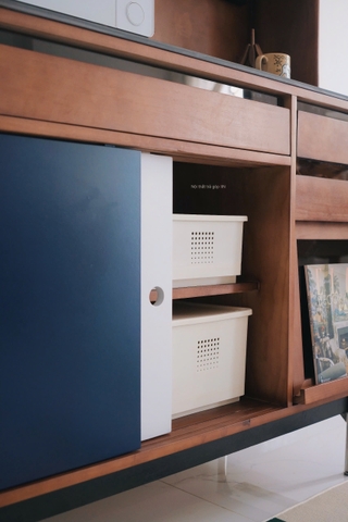 Tủ ăn xanh phối trắng