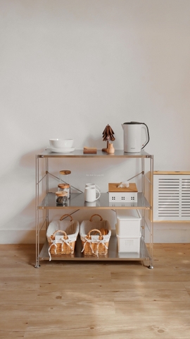 Kệ đứng khung inox- full inox