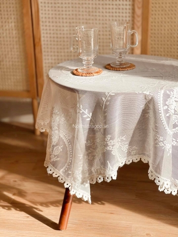 Khăn bàn ren trắng vuông