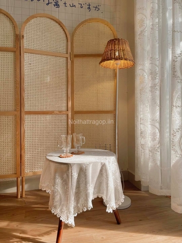 Khăn bàn ren trắng vuông