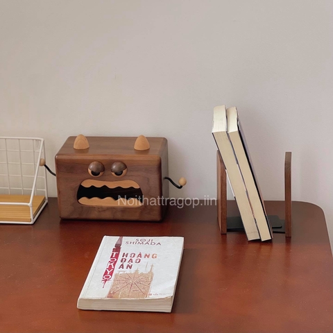 Kẹp gỗ chặn sách (bán theo cặp) - màu óc chó