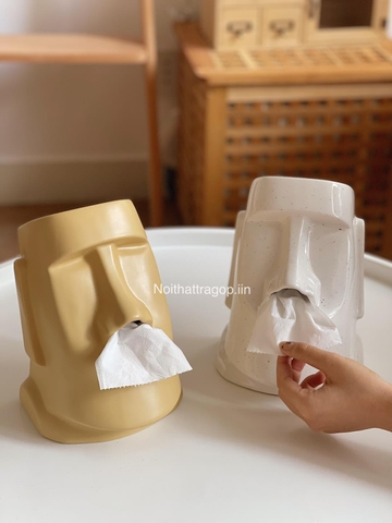 Hộp khăn giấy 02 - lỗ mũi trắng giả đá 16x22cm